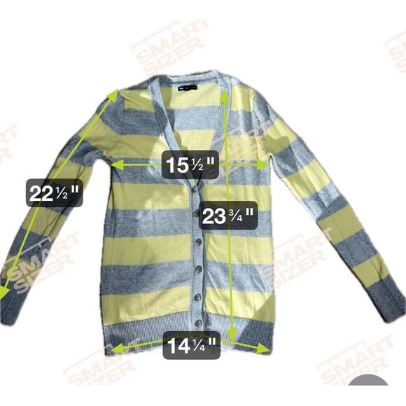GAP Sweater Womens Size S Yellow Gray Rugby Cashmere Blend Y2K Cardigan Vintage‎ - Picture 10 of 11